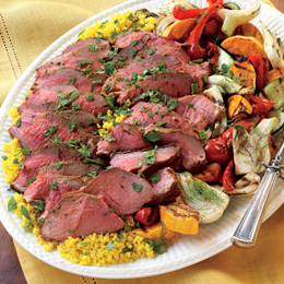North African Leg of Lamb with Couscous and Grilled Vegetables