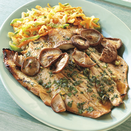 Ponzu-Marinated Trout with Shiitake Mushrooms and Carrot-Radish Salad