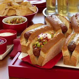Hot Dogs with Avocado Salsa and Sour Cream