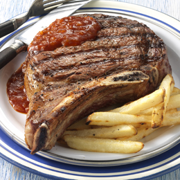 Big Cowboy Steaks with Whiskey Barbecue Sauce