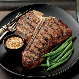 Ginger Porterhouse Steaks with Roasted Sesame Salt