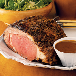 Herb-Crusted Prime Rib with Red Wine Sauce