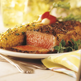Coffee-and-Pepper-Crusted New York Steaks